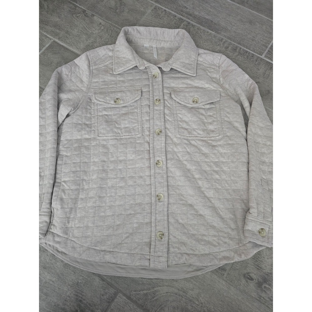 Travis Mathew Coastal Quilted Shacket Heather Tan Button Front Jacket Large - Picture 2 of 8